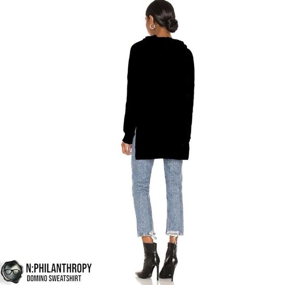 N:PHILANTHROPY DOMINO HOODIE HIGH-LOW SWEATSHIRT IN BLACK CAT WOMEN SIZE SMALL - Picture 12 of 16